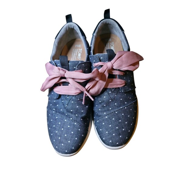 Tom's Women's Del Rey Canvas Shoe Polk-a-dot Grey W/pink Laces Size 6.5 - Picture 7 of 10
